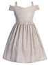 Girls Pink Sparkling Off Shoulder Flower Girl Dress 4-16 front SophiasStyle.com